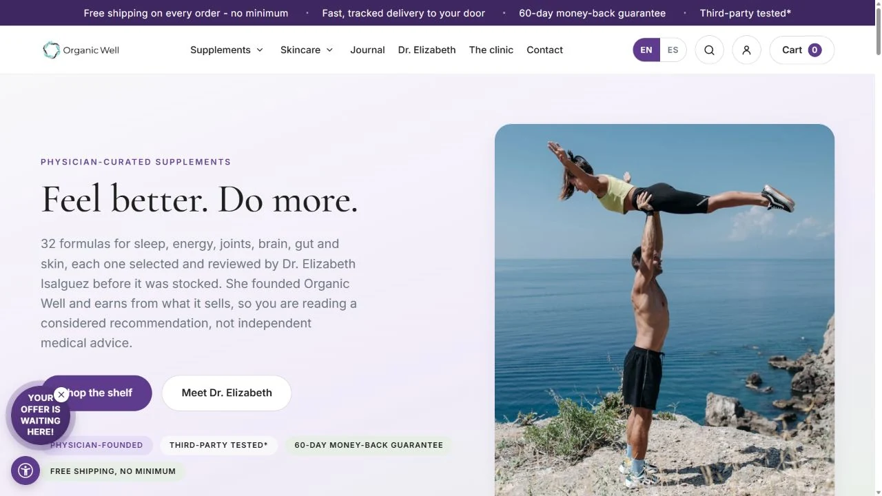 Organic Well Store public homepage